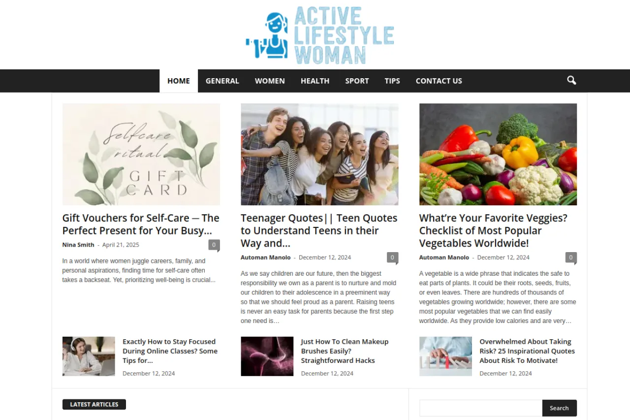 activelifestylewoman.com web sitesi ekran görüntüsü - Yaşam - DA 51