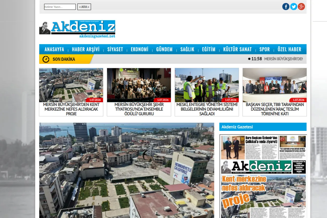 akdenizgazetesi.net web sitesi ekran görüntüsü - Haber - DA 15