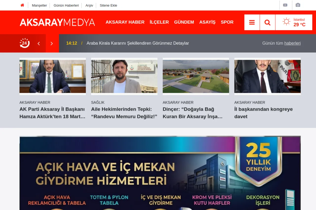 aksaraymedya.com web sitesi ekran görüntüsü - Haber - DA 19