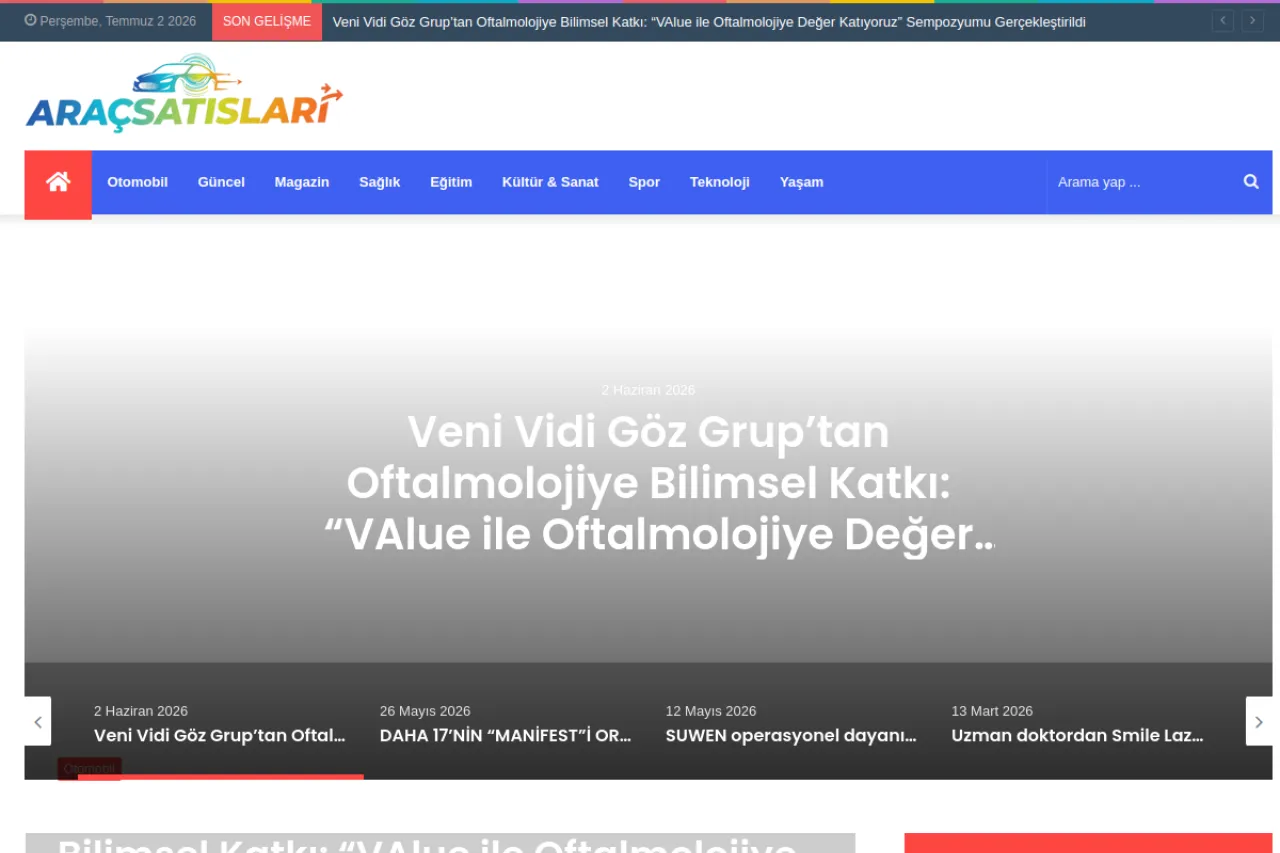 aracsatislari.com.tr web sitesi ekran görüntüsü - Otomotiv - DA 16