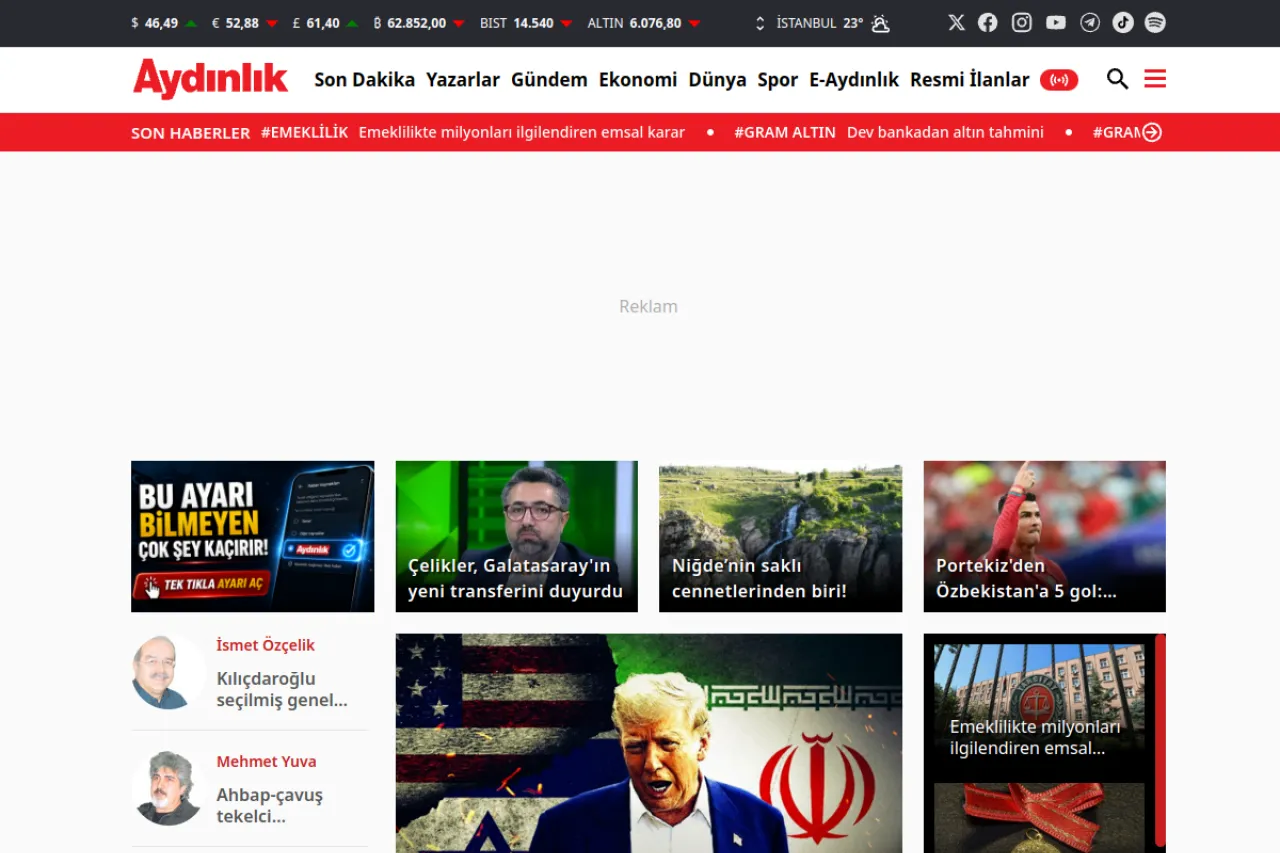 aydinlik.com.tr web sitesi ekran görüntüsü - Haber - DA 58