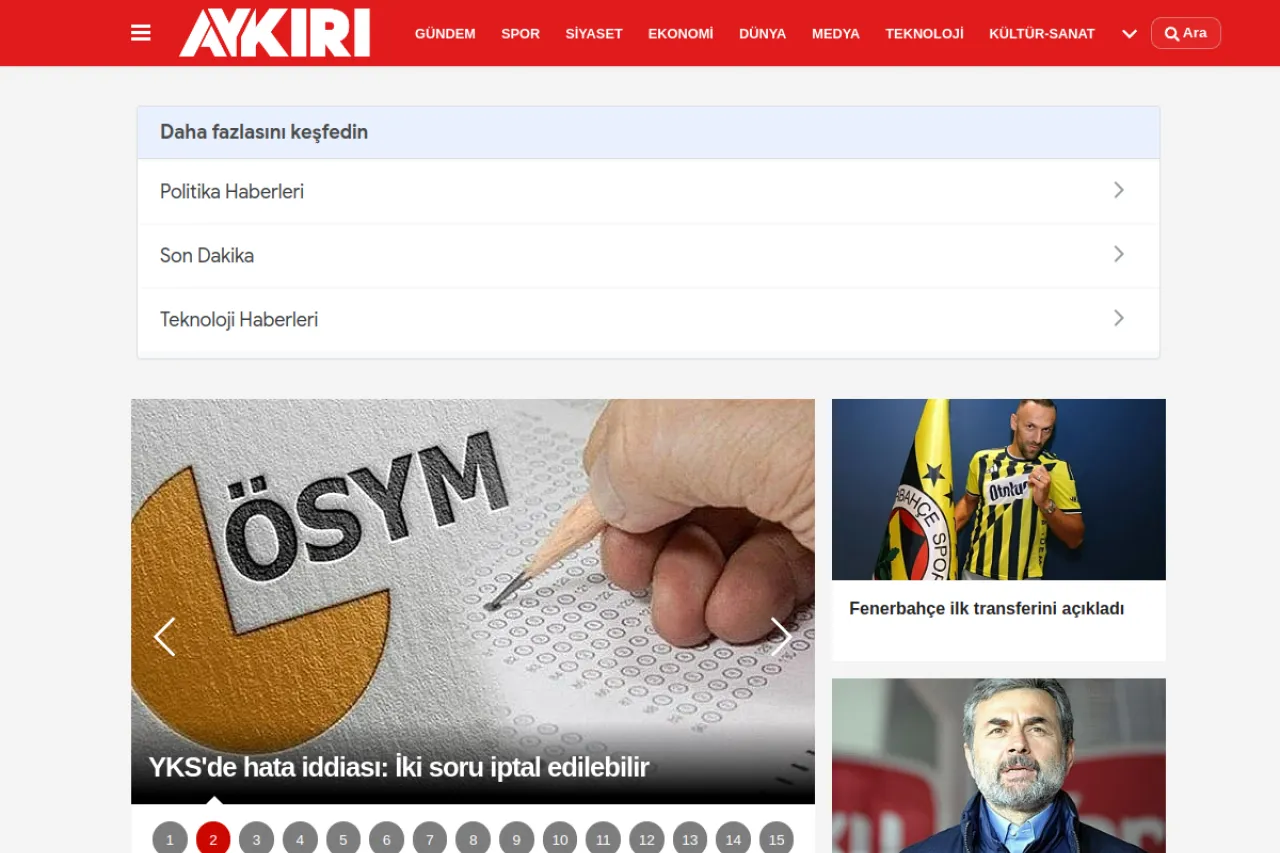aykiri.com.tr web sitesi ekran görüntüsü - Haber - DA 63