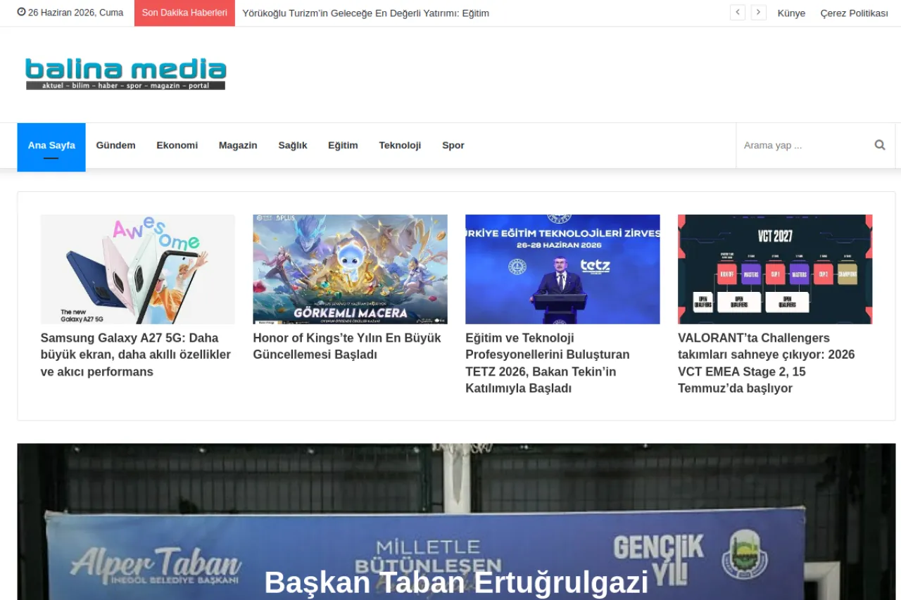 balinamedia.com web sitesi ekran görüntüsü - Haber - DA 54