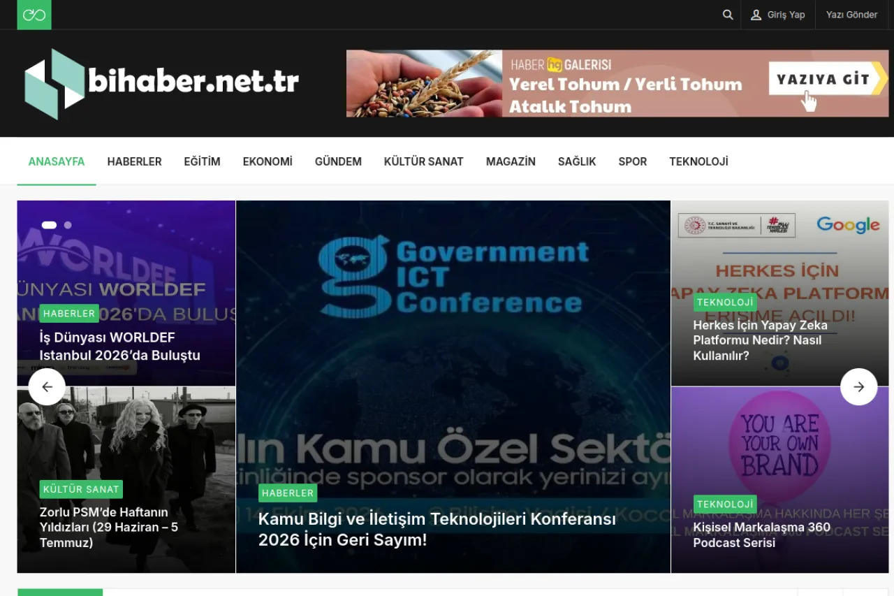 bihaber.net.tr web sitesi ekran görüntüsü - Haber - DA 55