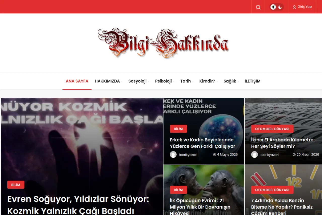 bilgihakkinda.com web sitesi ekran görüntüsü - Haber - DA 57