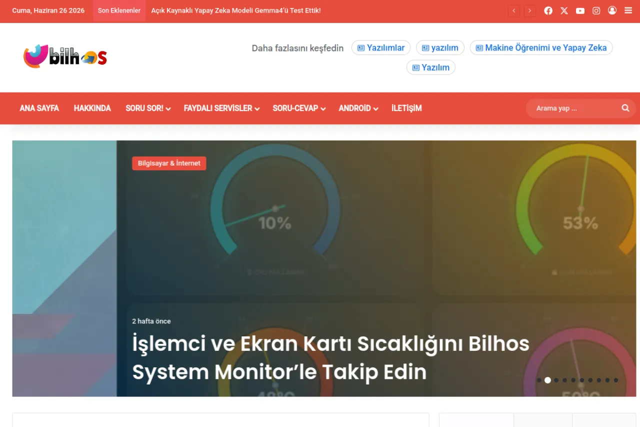 bilhos.com.tr web sitesi ekran görüntüsü - Haber - DA 58