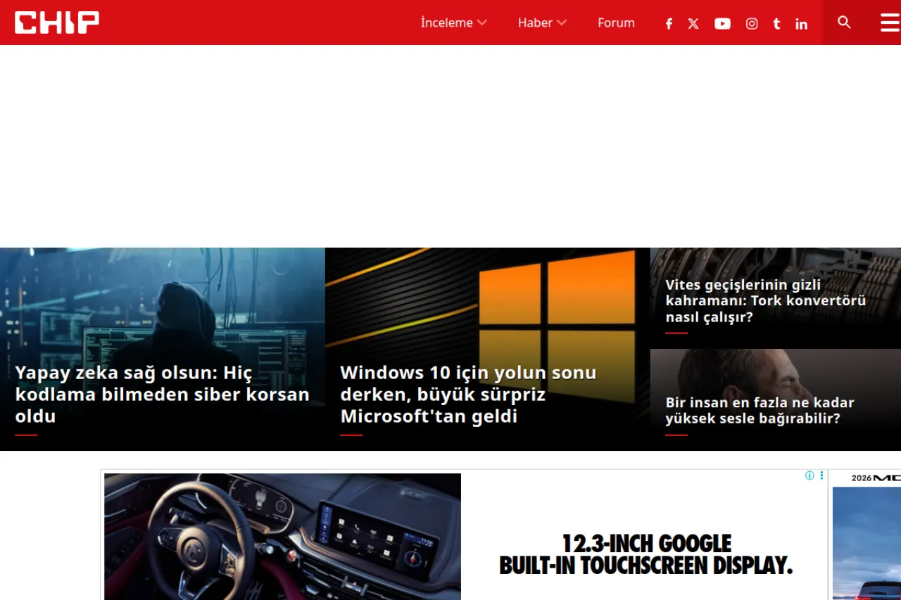 chip.com.tr web sitesi ekran görüntüsü - Haber - DA 54