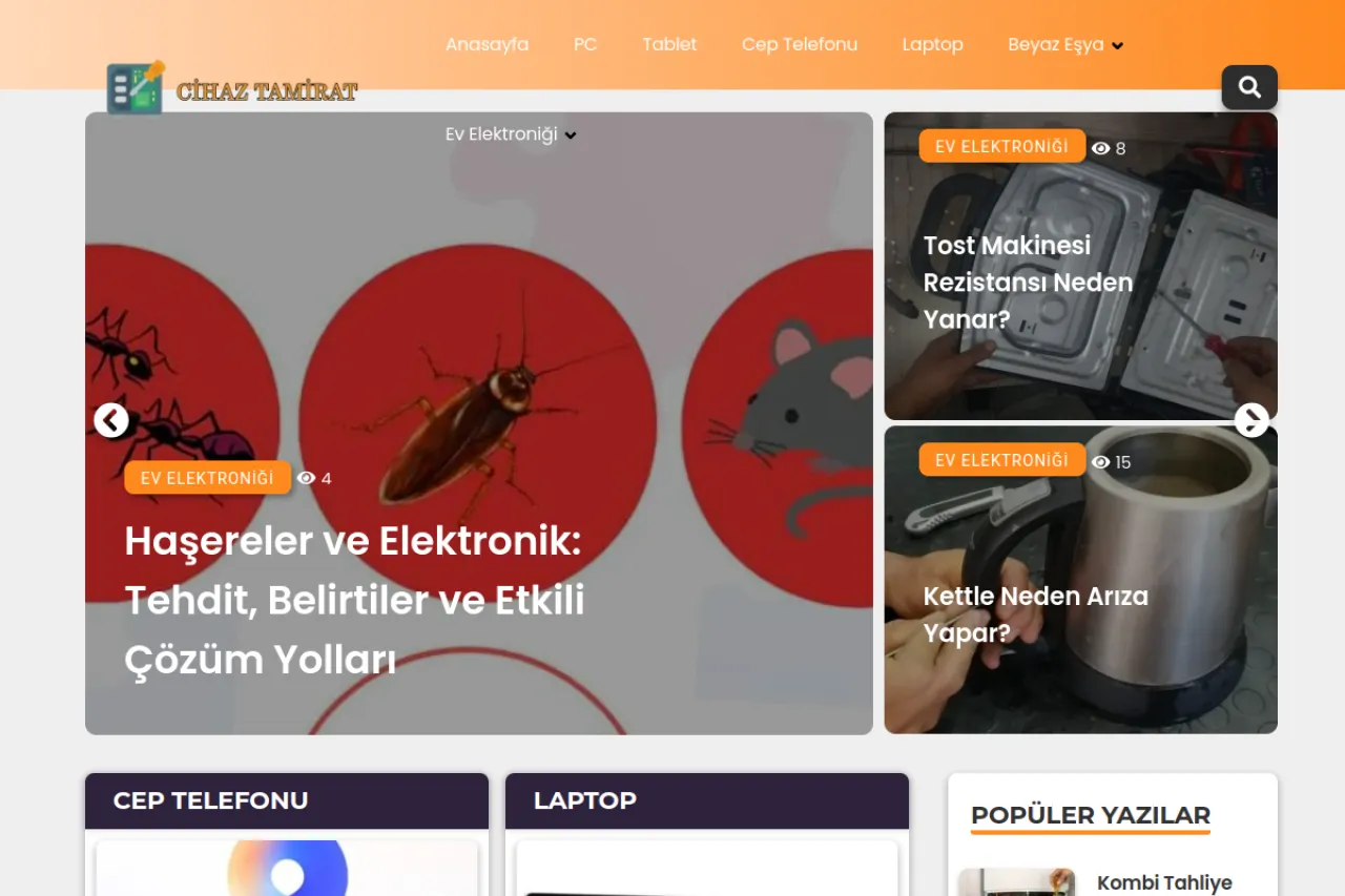 cihaztamirat.com web sitesi ekran görüntüsü - Haber - DA 55
