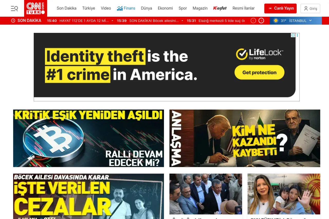 cnnturk.com web sitesi ekran görüntüsü - Haber - DA 83