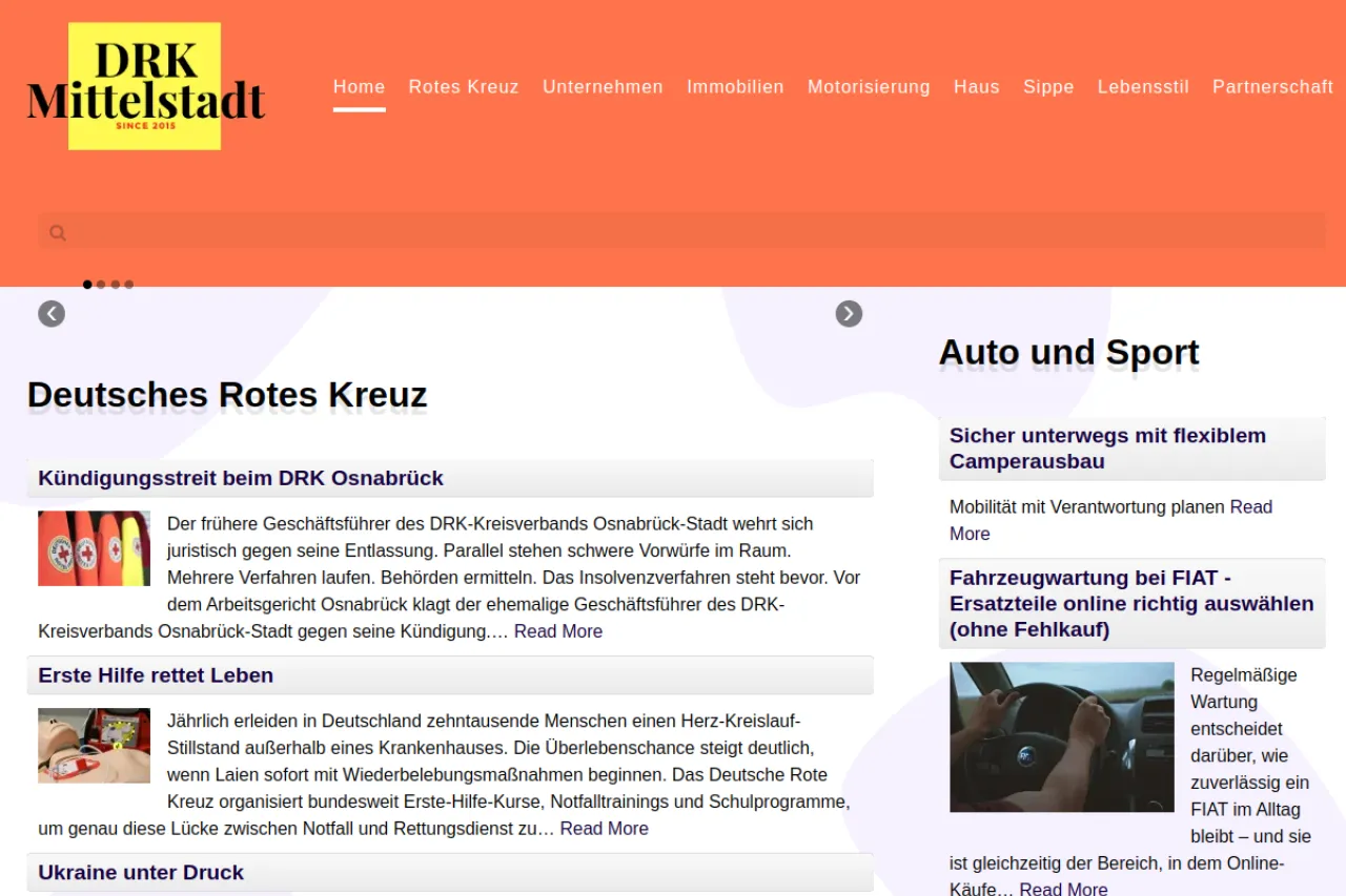 drk-mittelstadt.de web sitesi ekran görüntüsü - Haber - DA 55