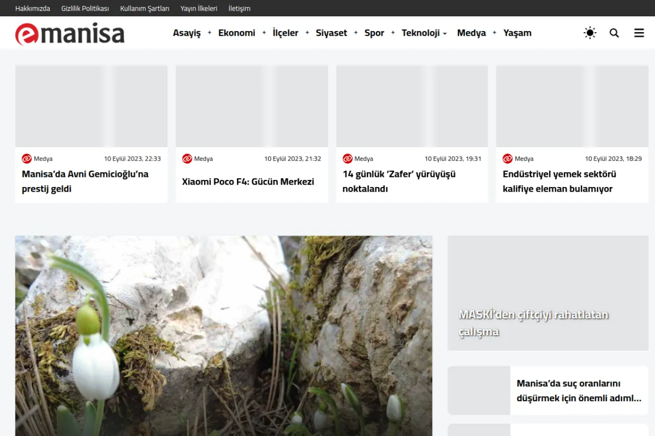 e-manisa.com.tr web sitesi ekran görüntüsü - Haber - DA 19