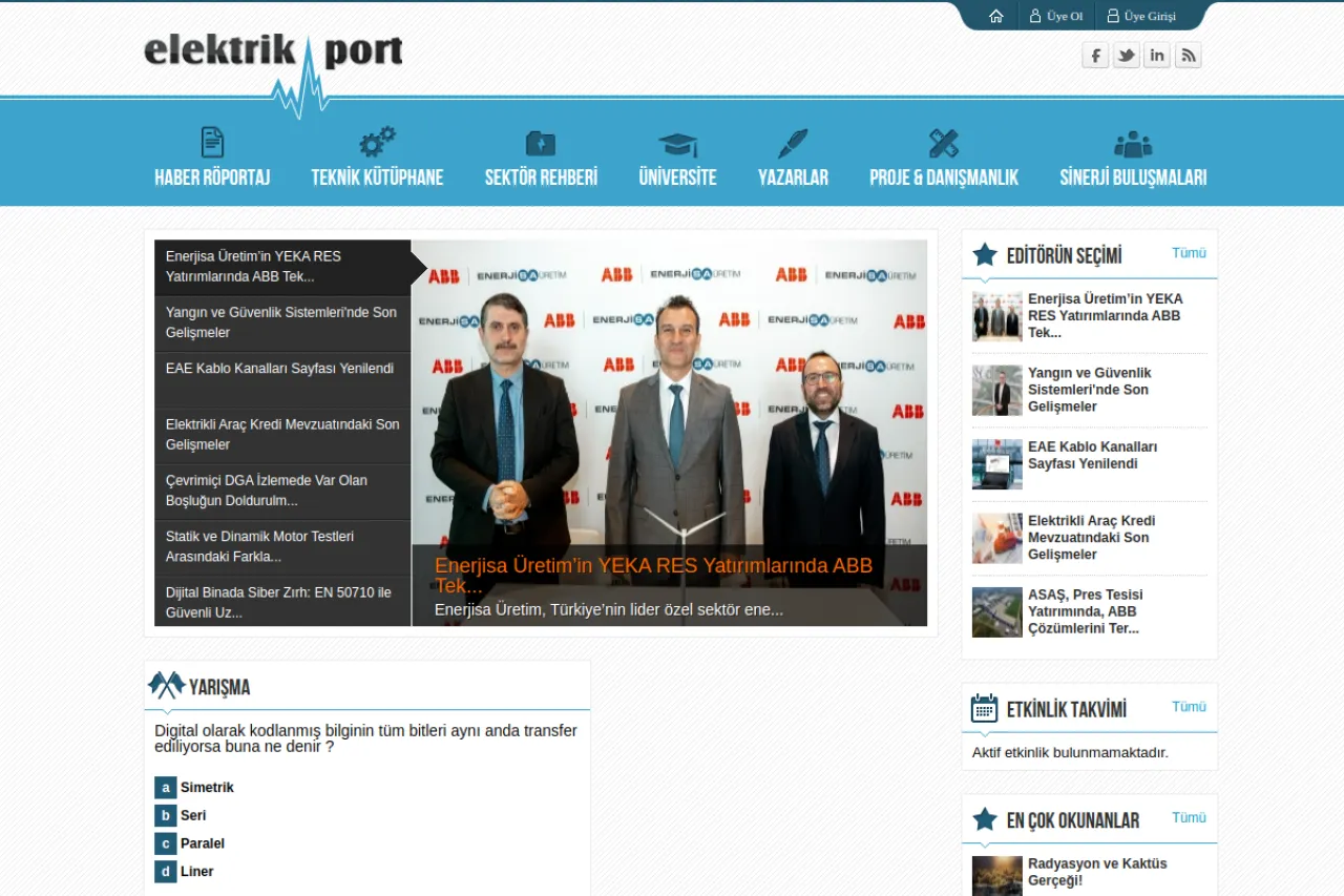 elektrikport.com web sitesi ekran görüntüsü - Haber - DA 36
