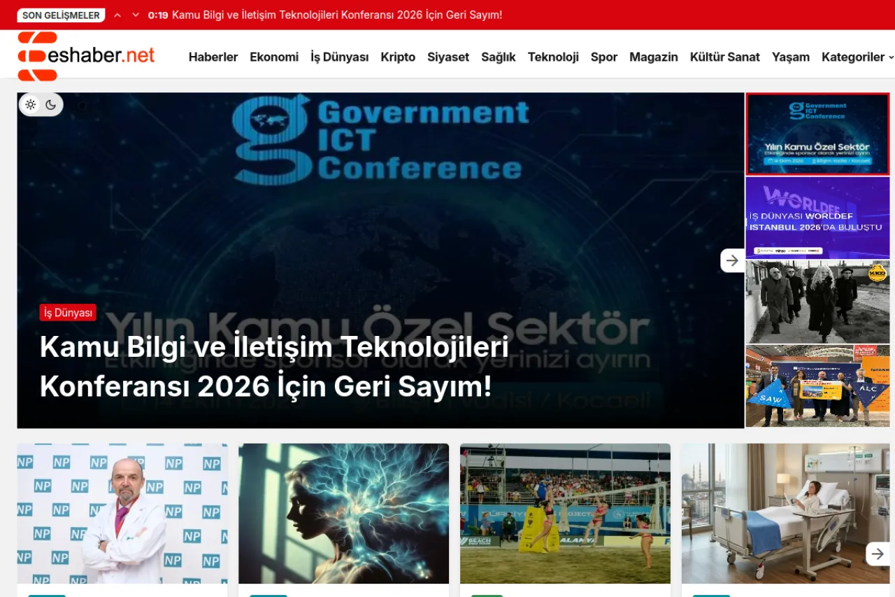 eshaber.net web sitesi ekran görüntüsü - Haber - DA 55
