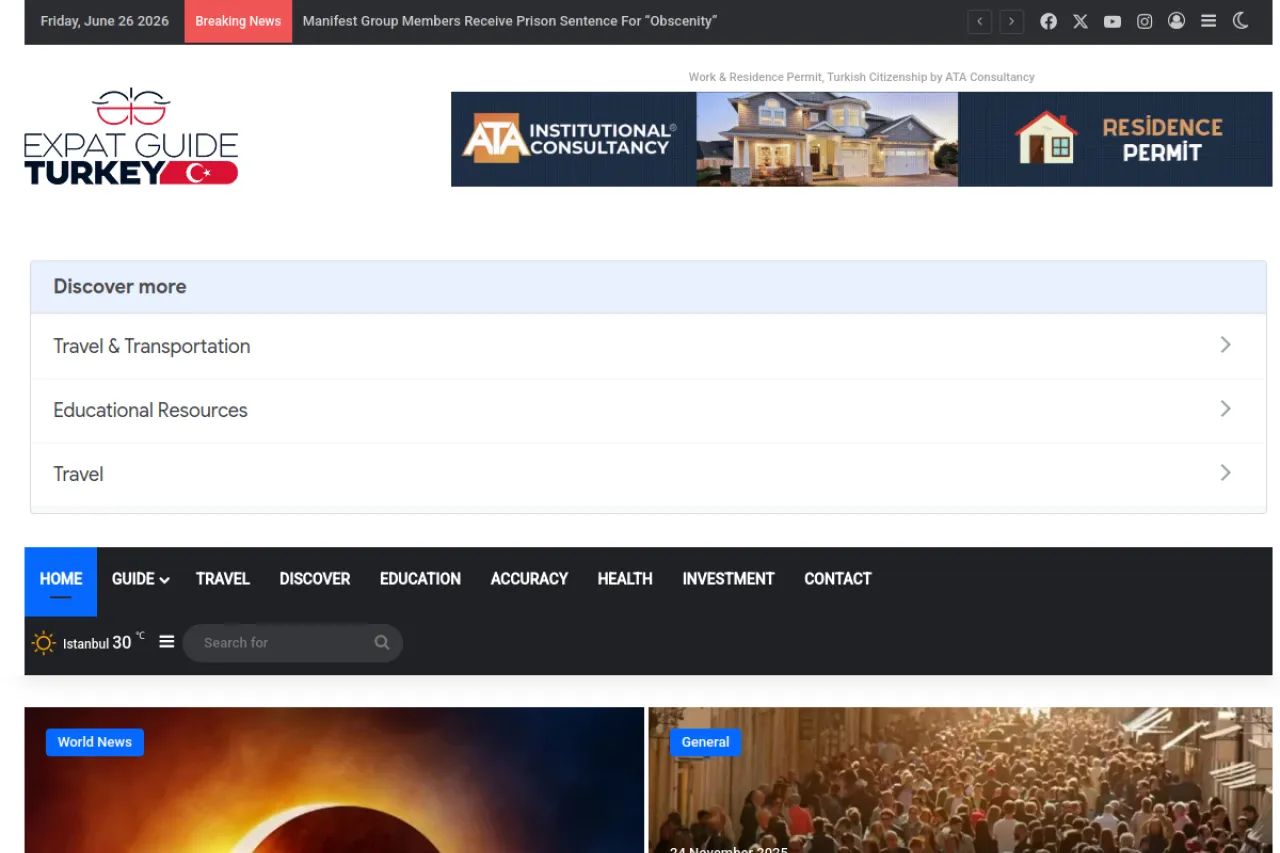 expatguideturkey.com web sitesi ekran görüntüsü - Haber - DA 34