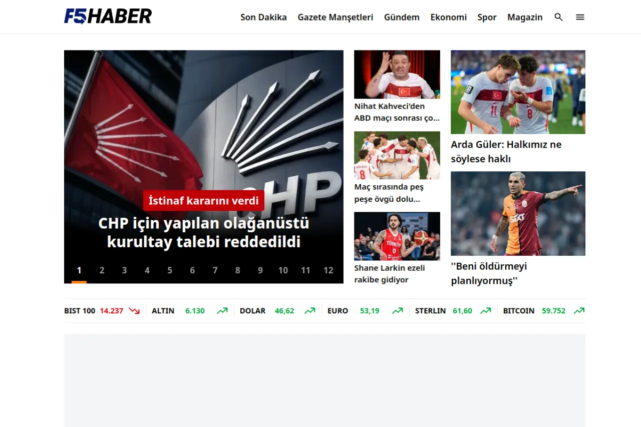 f5haber.com web sitesi ekran görüntüsü - Haber - DA 52
