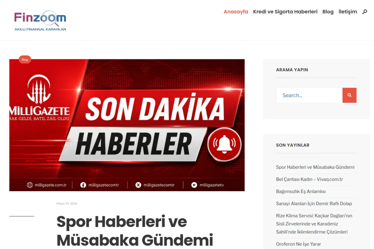 finzoom.com.tr web sitesi ekran görüntüsü - Haber - DA 19