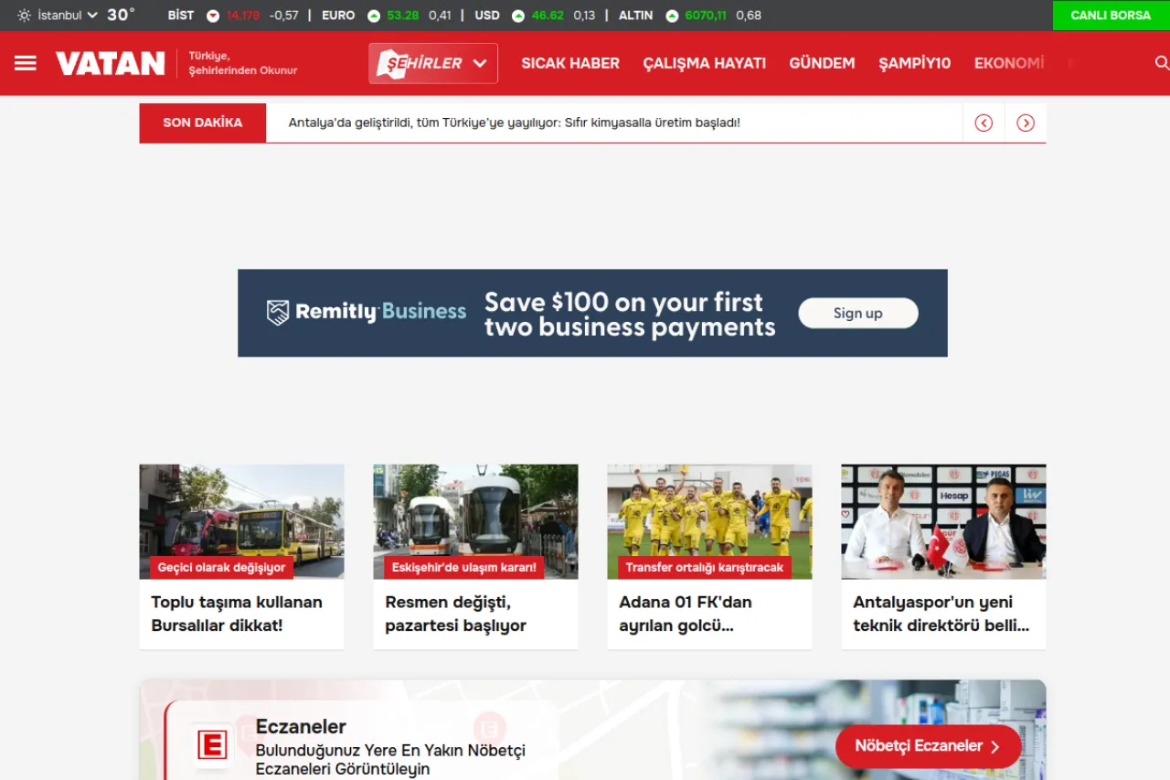 gazetevatan.com web sitesi ekran görüntüsü - Haber - DA 68