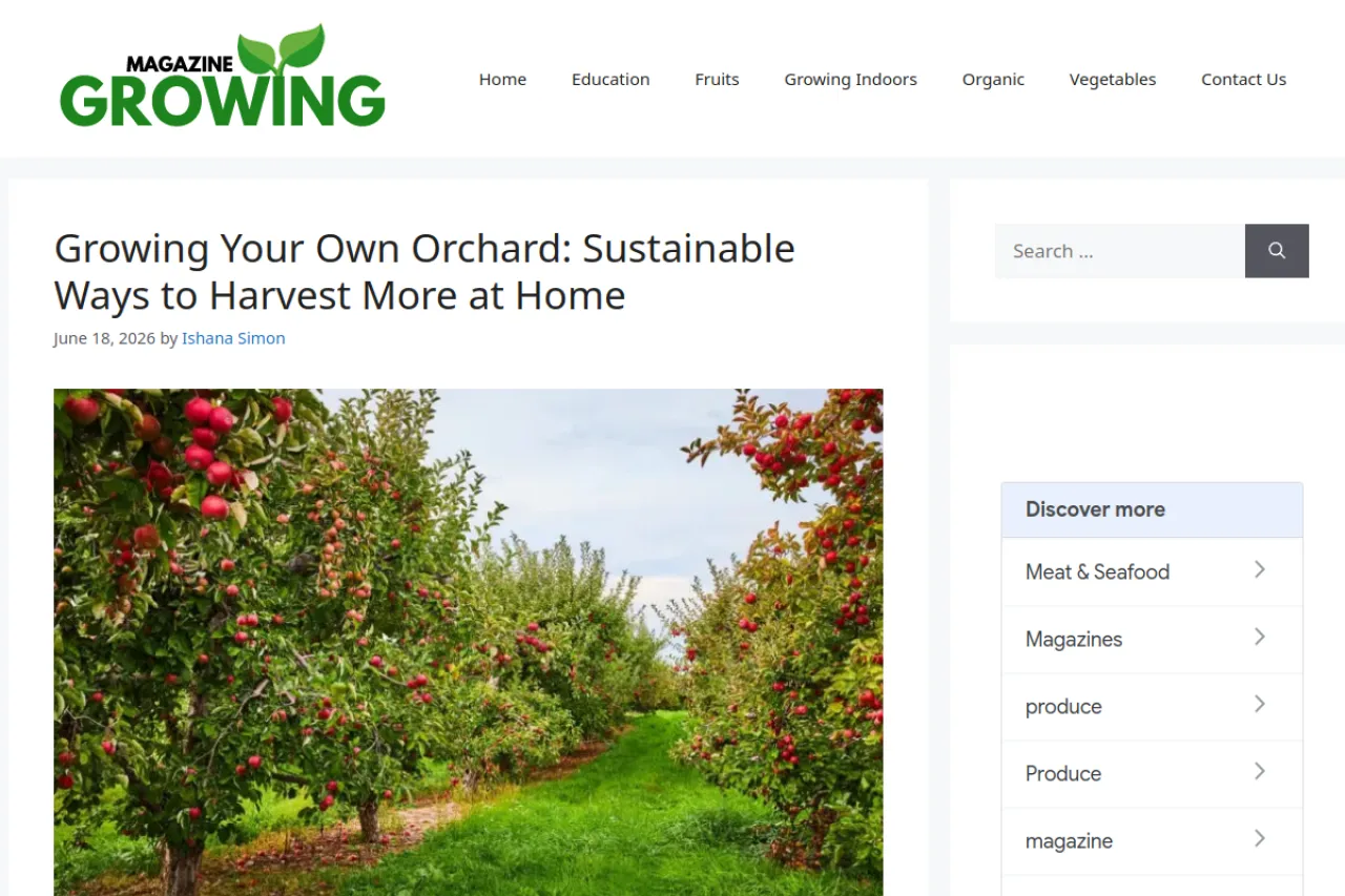 growingmagazine.com web sitesi ekran görüntüsü - Magazin - DA 70