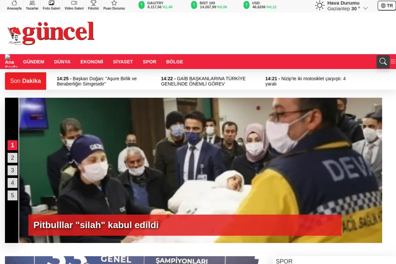 guncelgazete.com web sitesi ekran görüntüsü - Haber - DA 34