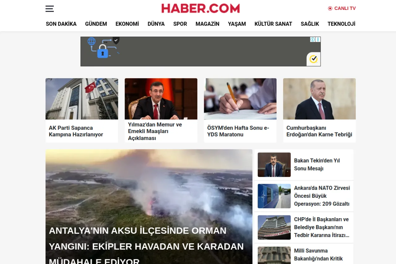 haber.com web sitesi ekran görüntüsü - Haber - DA 34