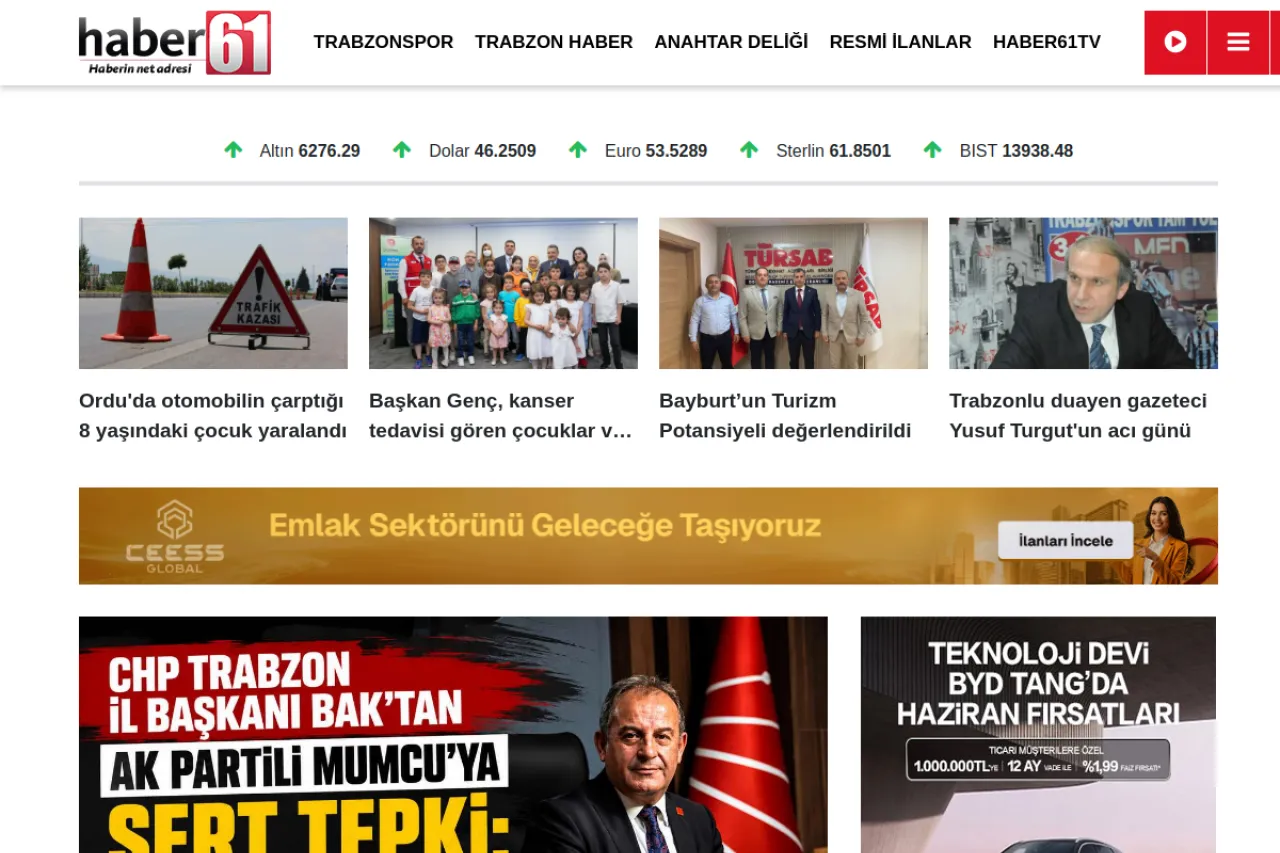 haber61.net web sitesi ekran görüntüsü - Haber - DA 70