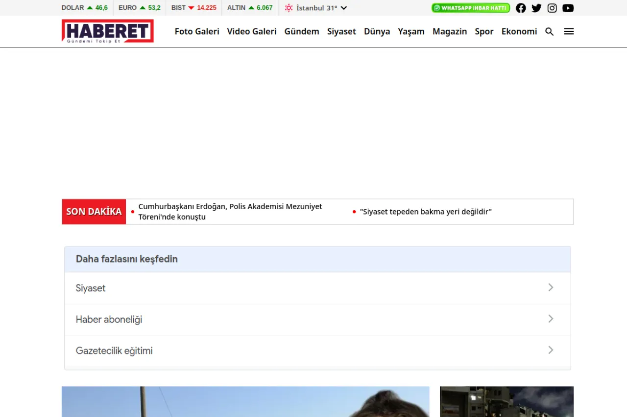 haberet.com web sitesi ekran görüntüsü - Haber - DA 61