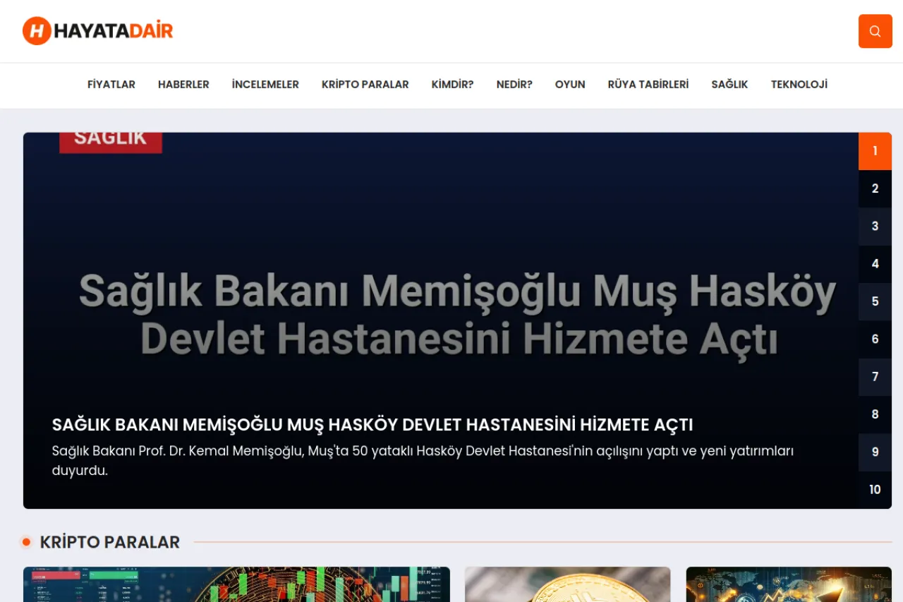 hayatadair.com.tr web sitesi ekran görüntüsü - Haber - DA 39
