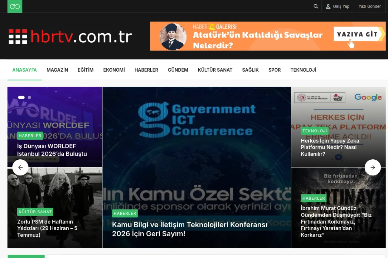hbrtv.com.tr web sitesi ekran görüntüsü - Haber - DA 54