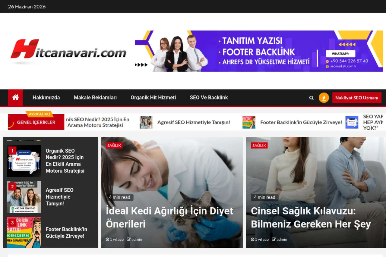 hitcanavari.com web sitesi ekran görüntüsü - Haber - DA 58