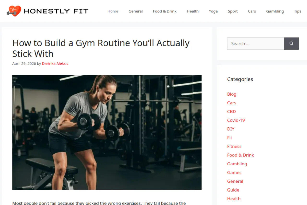 honestlyfit.com web sitesi ekran görüntüsü - Haber - DA 65