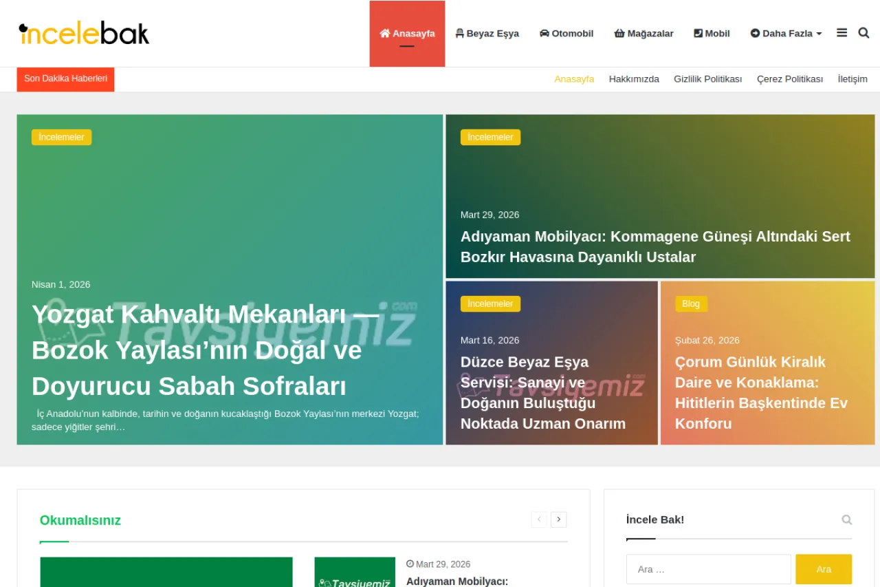 incelebak.com web sitesi ekran görüntüsü - Haber - DA 53