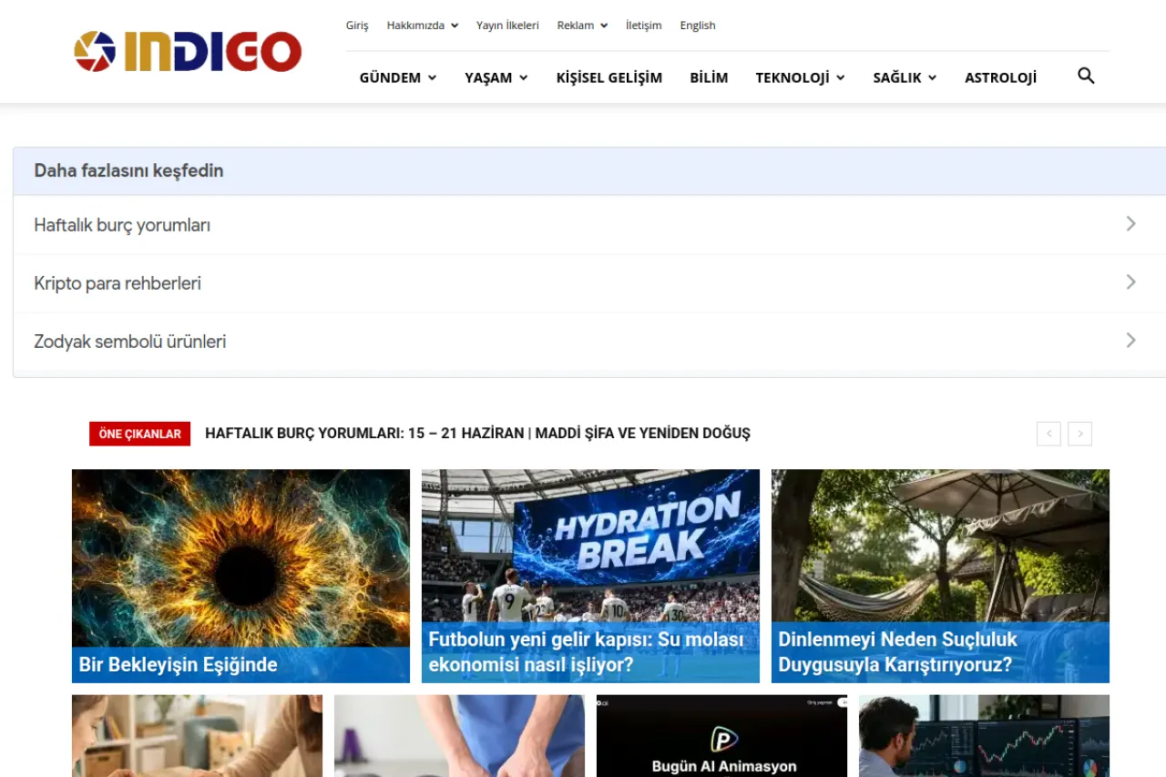 indigodergisi.com web sitesi ekran görüntüsü - Haber - DA 46