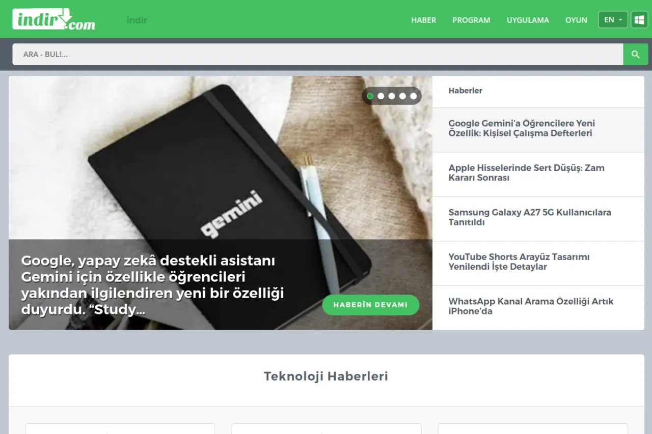 indir.com web sitesi ekran görüntüsü - Haber - DA 35