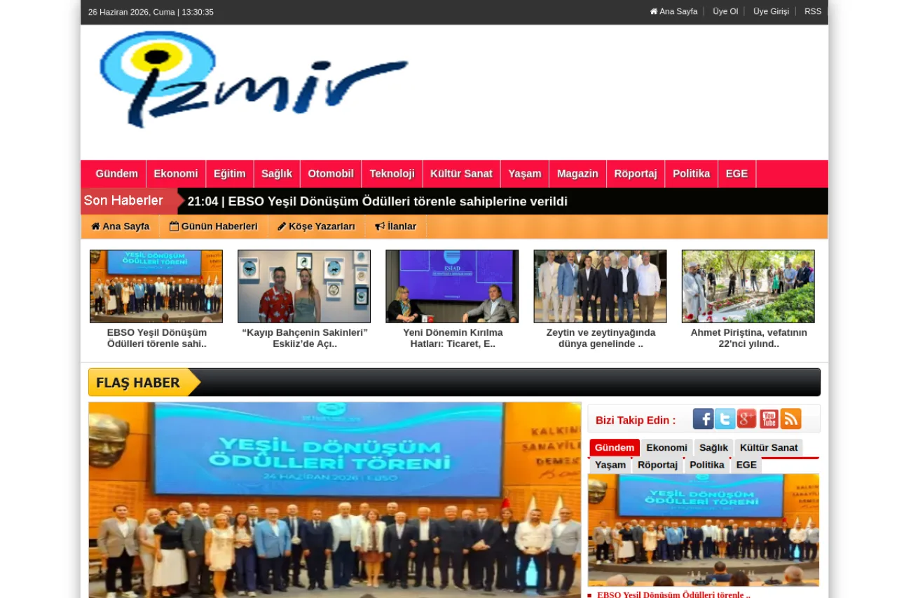 izmirdehaber.com web sitesi ekran görüntüsü - Haber - DA 56