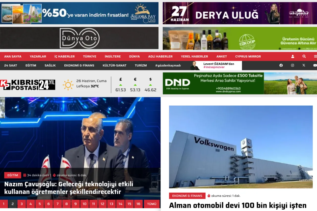 kibrispostasi.com web sitesi ekran görüntüsü - Haber - DA 52