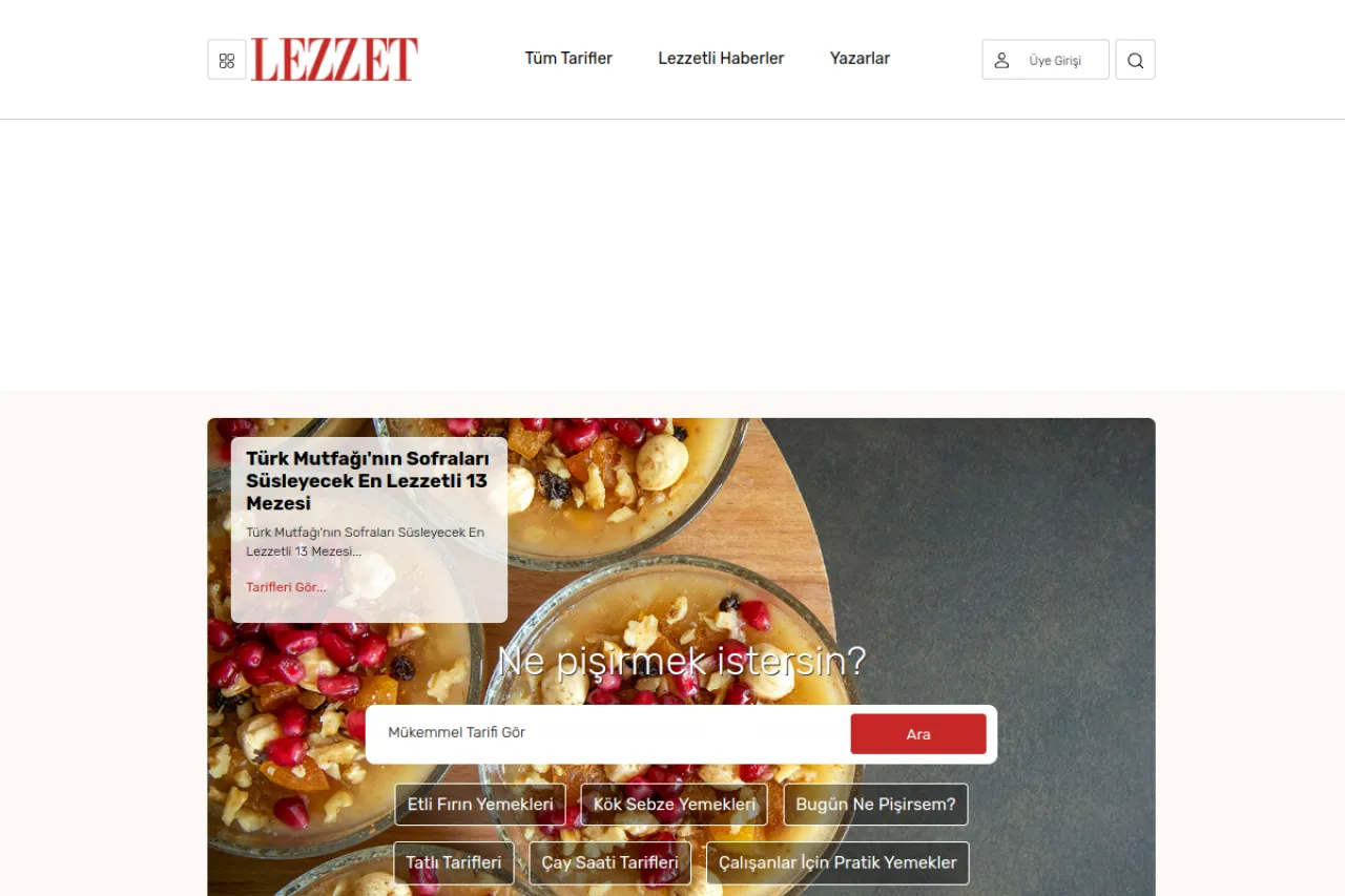 lezzet.com.tr web sitesi ekran görüntüsü - Haber - DA 34