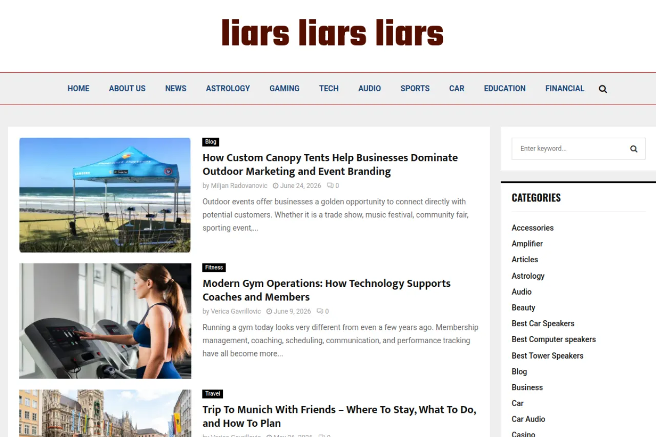 liarsliarsliars.com web sitesi ekran görüntüsü - Haber - DA 63