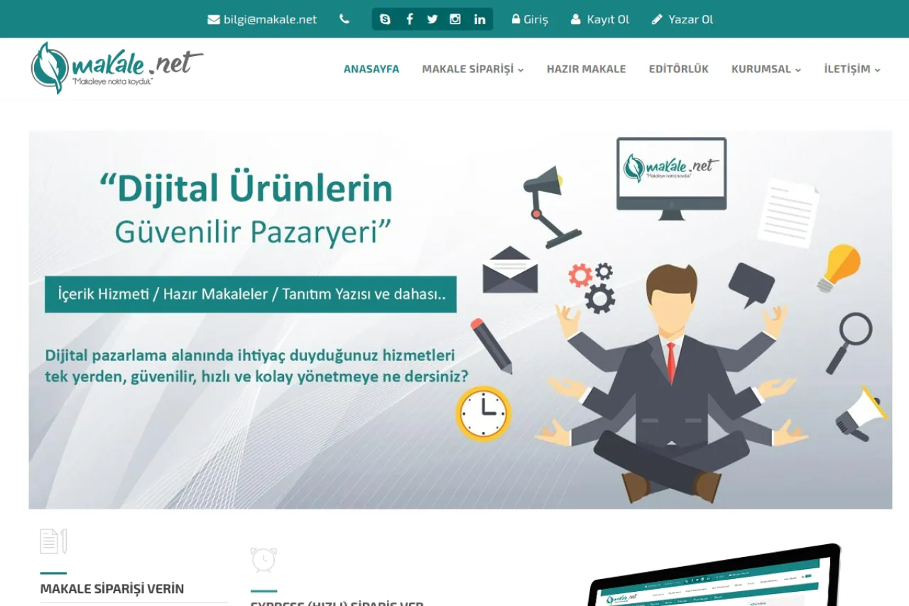 makale.net web sitesi ekran görüntüsü - Haber - DA 54