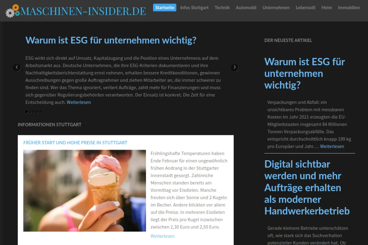 maschinen-insider.de web sitesi ekran görüntüsü - Haber - DA 60