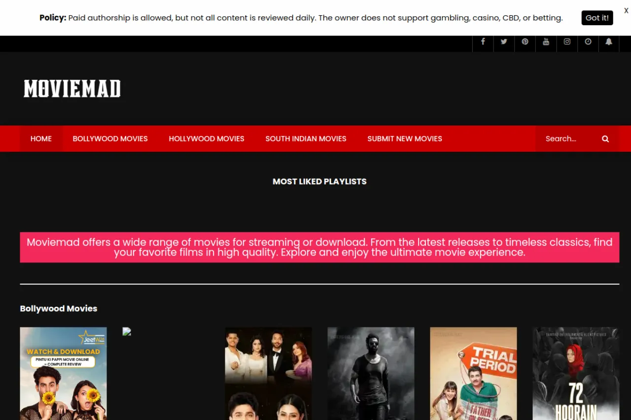moviemad.com.in web sitesi ekran görüntüsü - Haber - DA 39