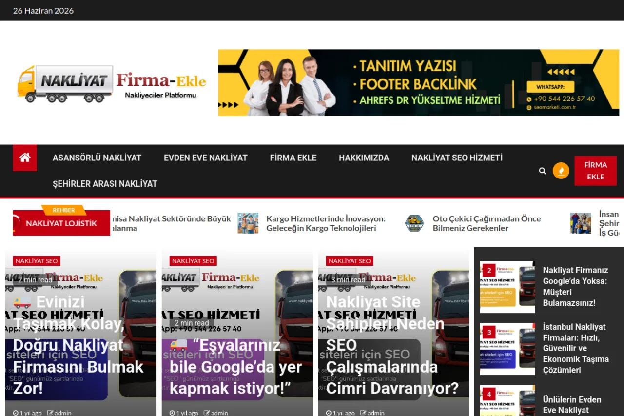 nakliyatfirmaekle.com web sitesi ekran görüntüsü - Haber - DA 55