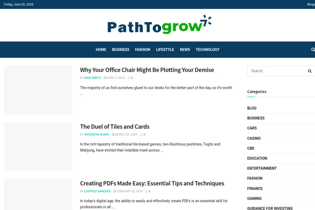 pathtogrow.com web sitesi ekran görüntüsü - Haber - DA 54