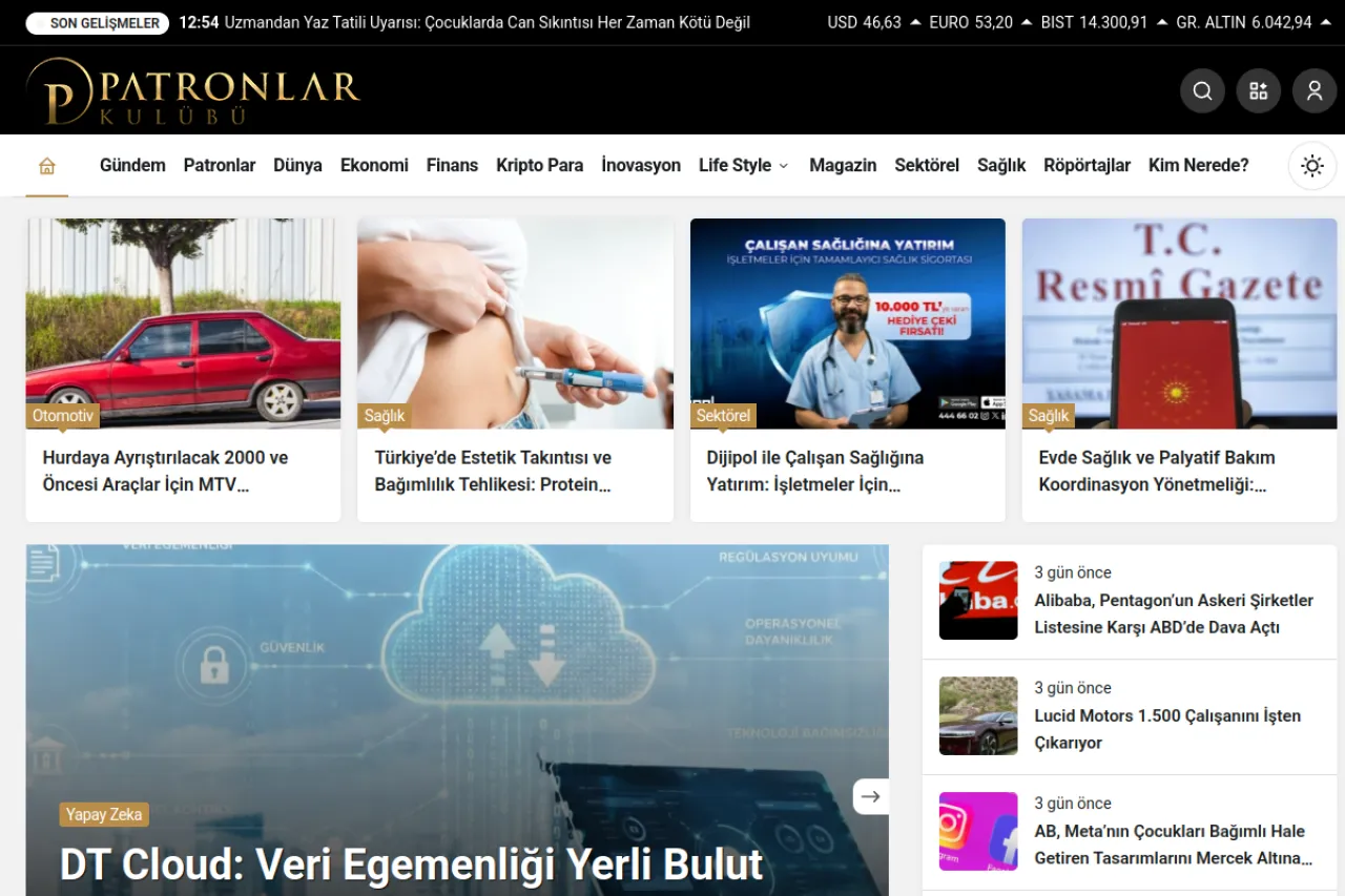 patronlarkulubu.com.tr web sitesi ekran görüntüsü - Haber - DA 59