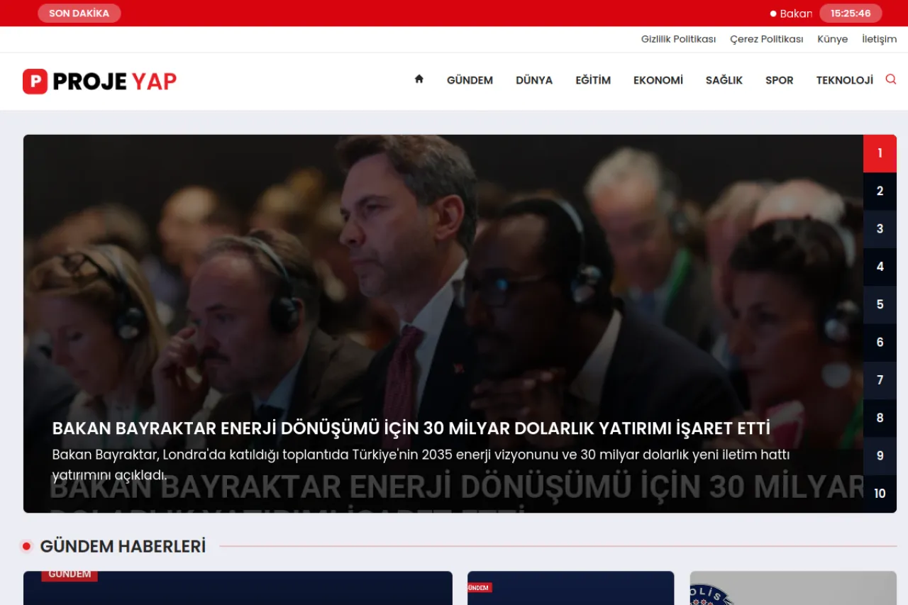 projeyap.com web sitesi ekran görüntüsü - Haber - DA 34