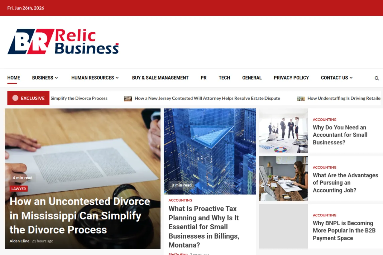 relicbusiness.com web sitesi ekran görüntüsü - Haber - DA 55