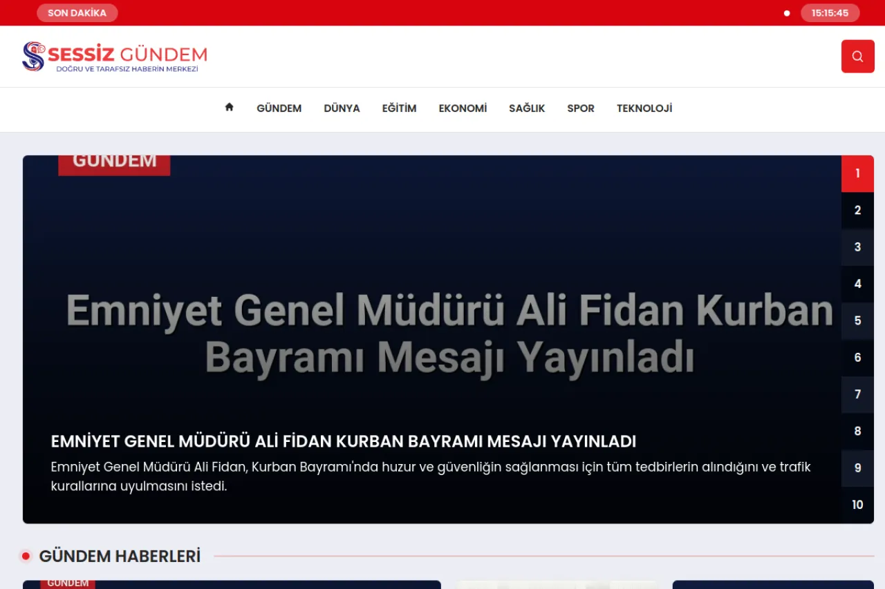sessizgundem.com web sitesi ekran görüntüsü - Haber - DA 35