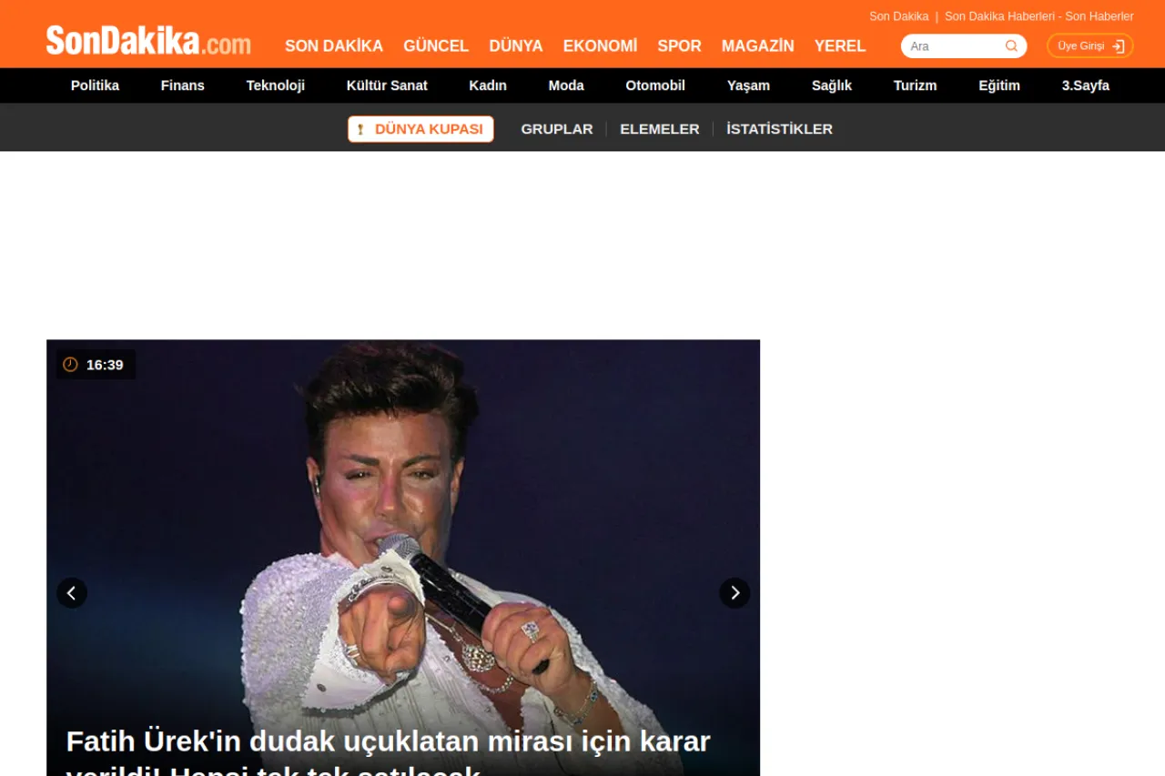 sondakika.com web sitesi ekran görüntüsü - Haber - DA 66