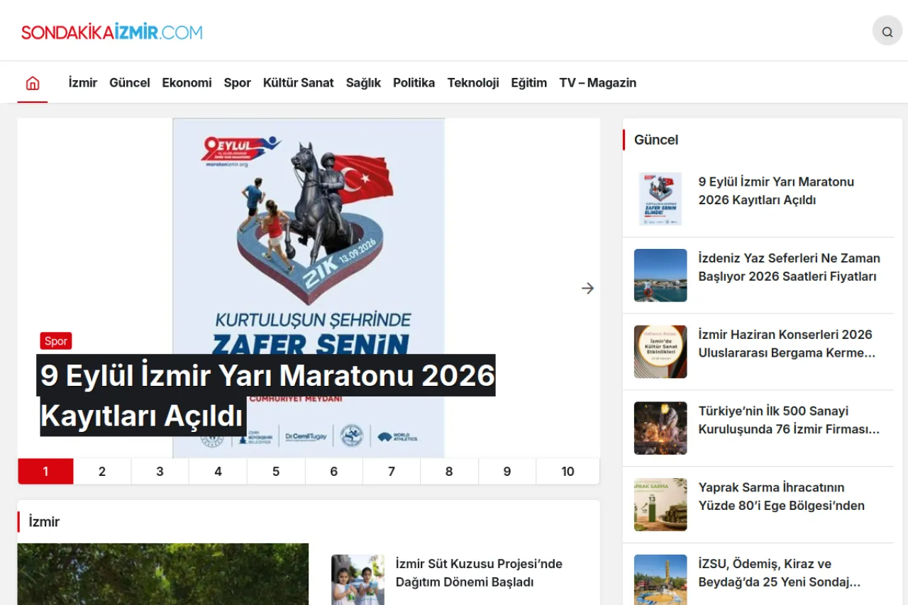 Sondakikaizmir.com web sitesi ekran görüntüsü - Haber - DA 55
