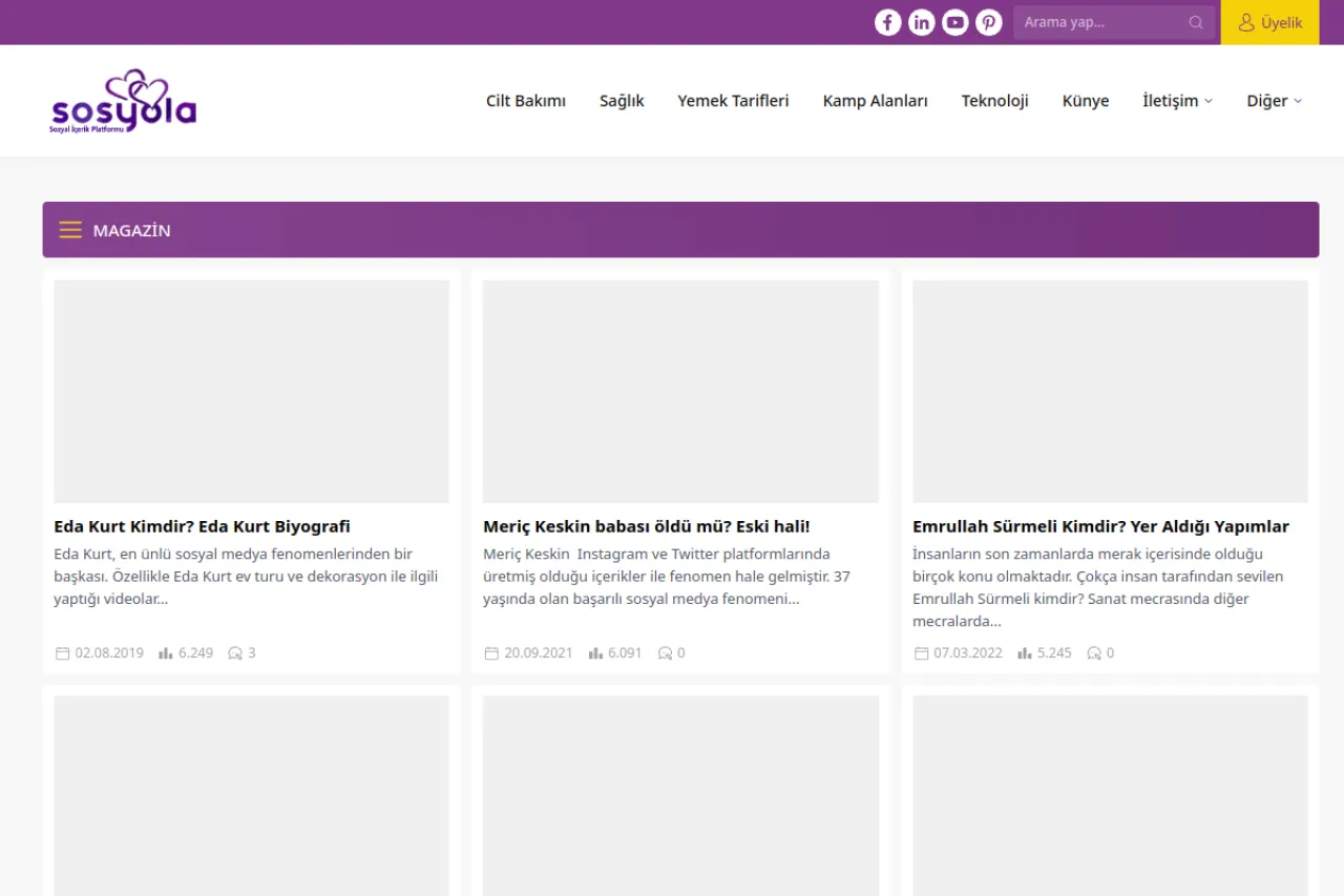 sosyola.com web sitesi ekran görüntüsü - Haber - DA 57