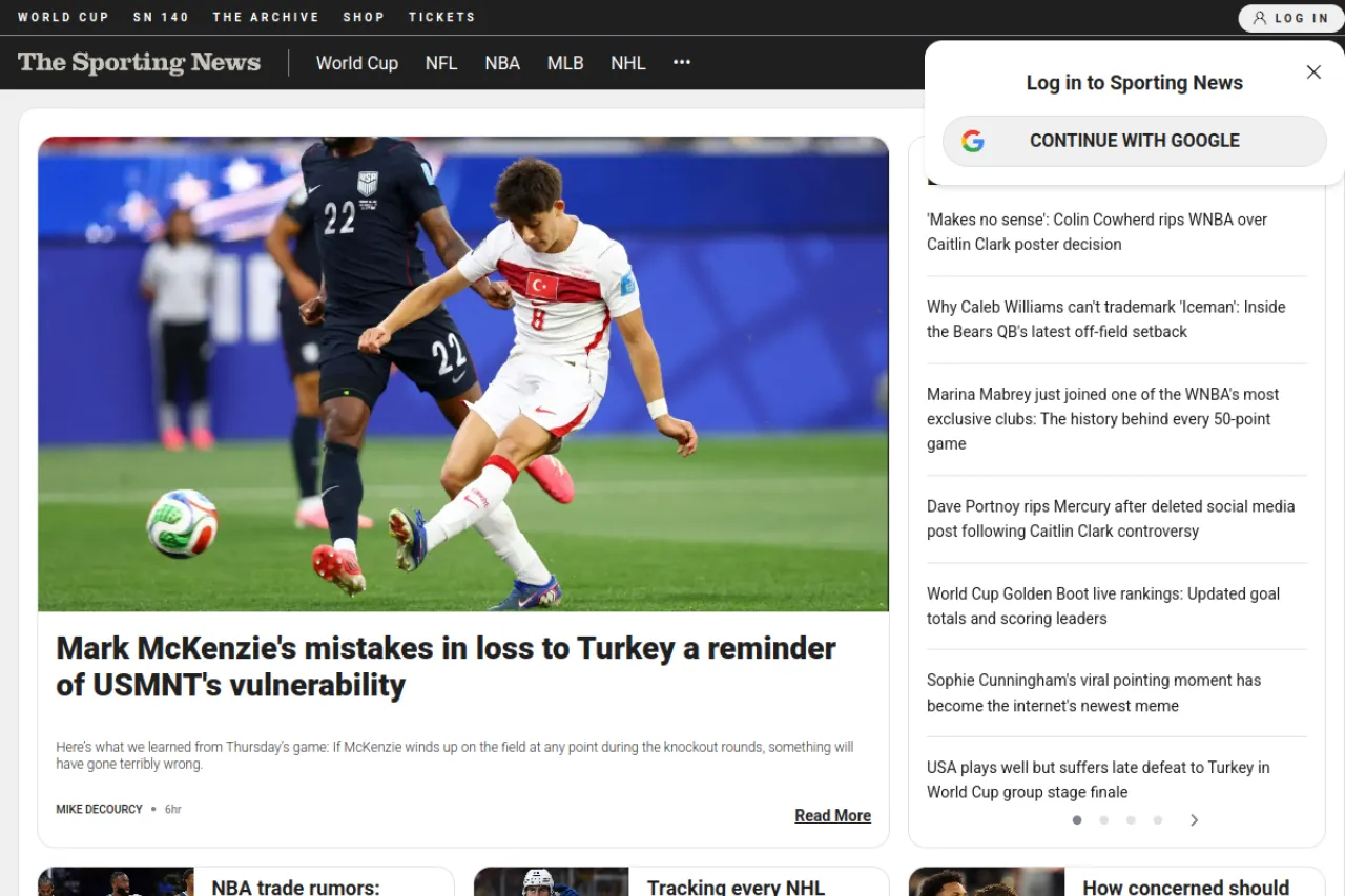 sportingnews.com web sitesi ekran görüntüsü - Spor - DA 83